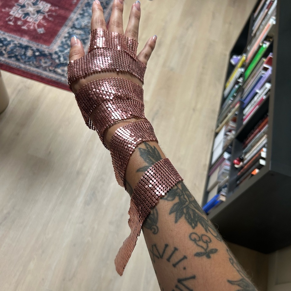 Elegant Rose Gold Sequin skinny scarf